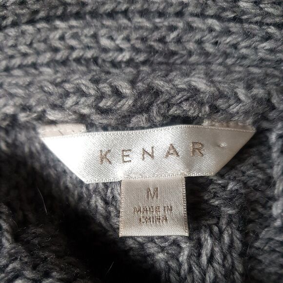 Kenar Womens Sz Medium Cardigan Sweater Open Front Gray High Low Alpaca Cozy - Picture 5 of 14